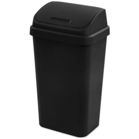 Dendesigns 13 gal Swing Top Wastebasket, Black, 4PK DE2813559